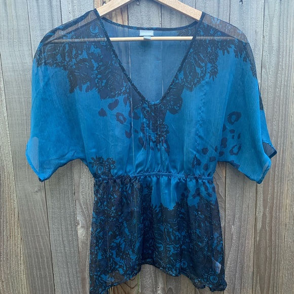 Converse cinch waist blue and black flowy top XS - Picture 4 of 6